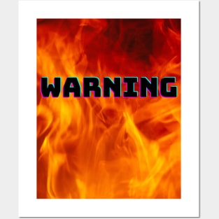 Warning Sign with Fire Posters and Art